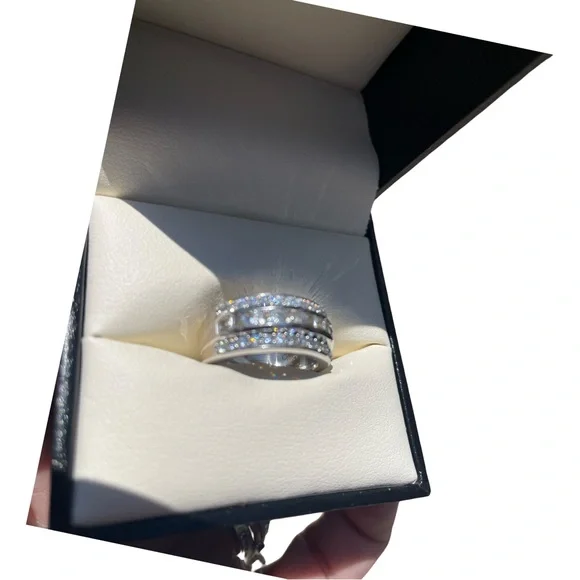 3.50 Ct Princess Cut Moissanite Anniversary Band Ring 925 Sterling Silver - Picture 4 of 7